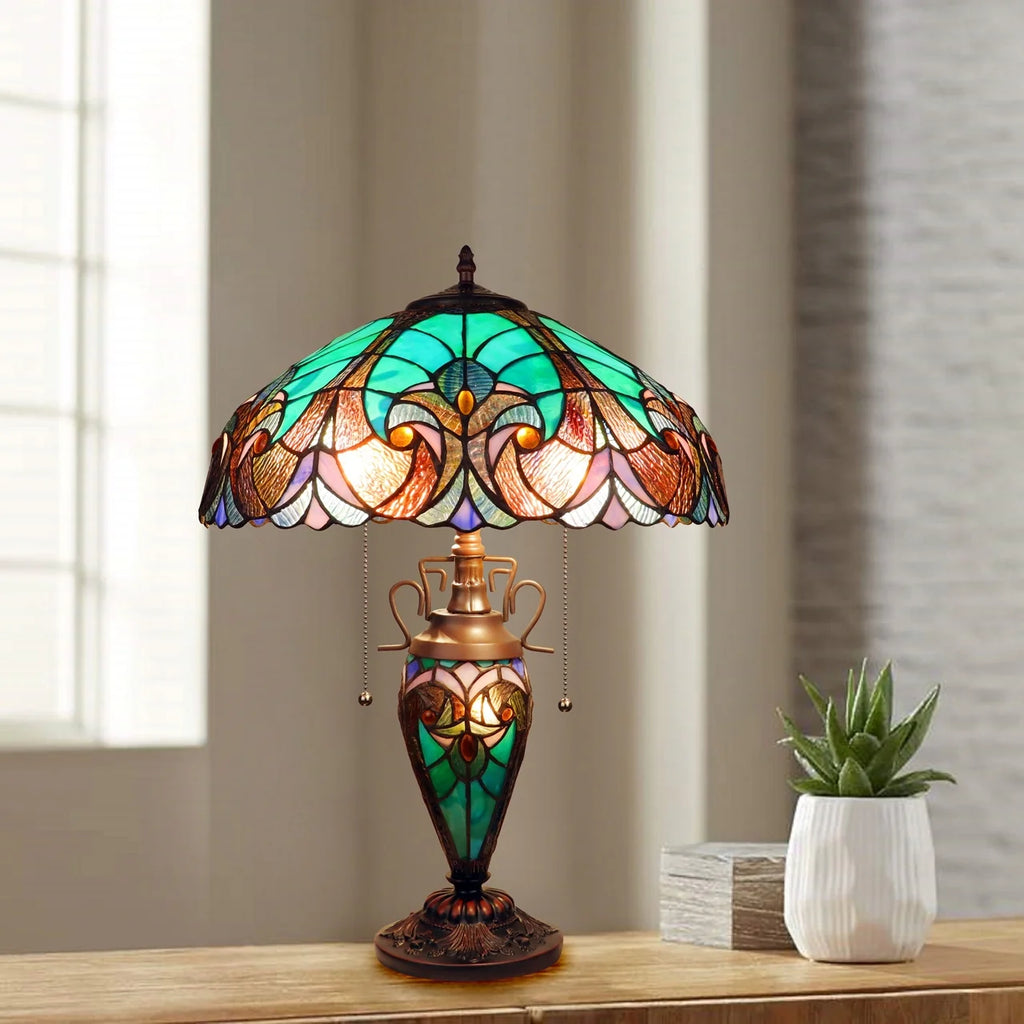 Chloe Liaison Emerald Double Lit Table Lamp