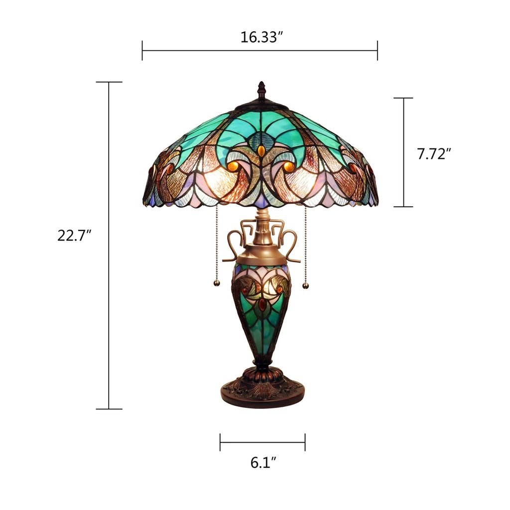 Chloe Liaison Emerald Double Lit Table Lamp