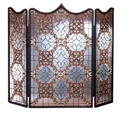 Meyda Tiffany 3-Panel Victorian Lace Beveled Fireplace Screen