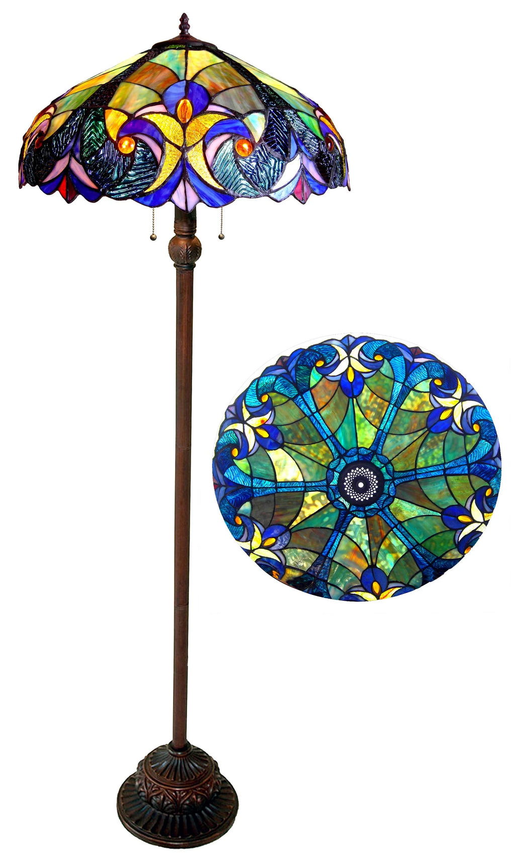 Chloe Blue Iris Victorian Floor Lamp