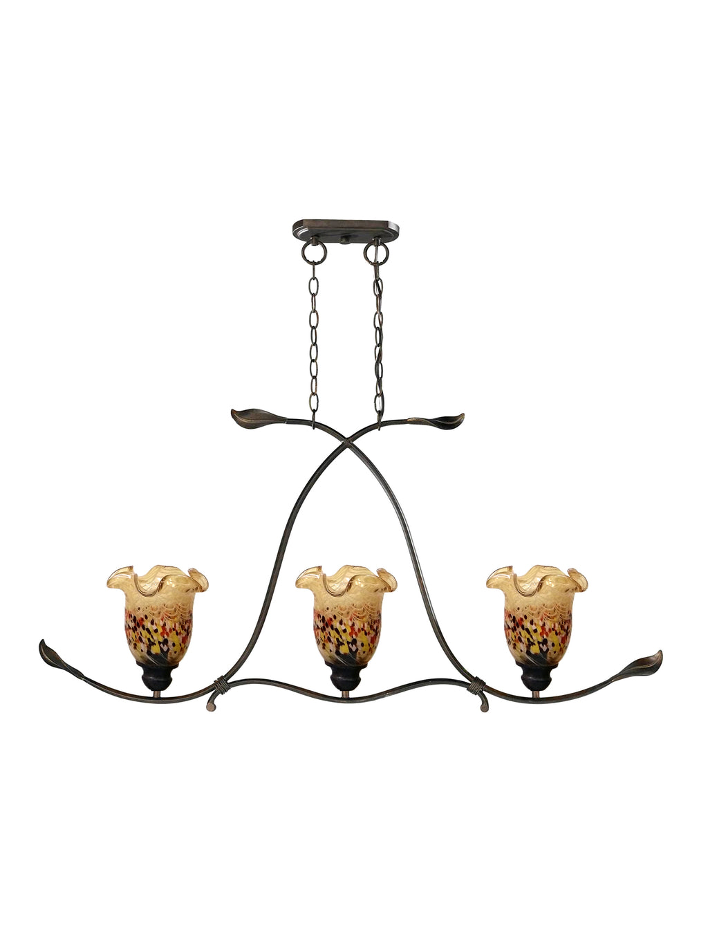Dale Tiffany Luster 3-Light Hand Blown Art Glass Hanging Fixture - Stained Glass Luster 3-Light Hand Blown Art Glass Hanging Fixture