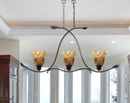 Dale Tiffany Luster 3-Light Hand Blown Art Glass Hanging Fixture - Stained Glass Luster 3-Light Hand Blown Art Glass Hanging Fixture Room Setting