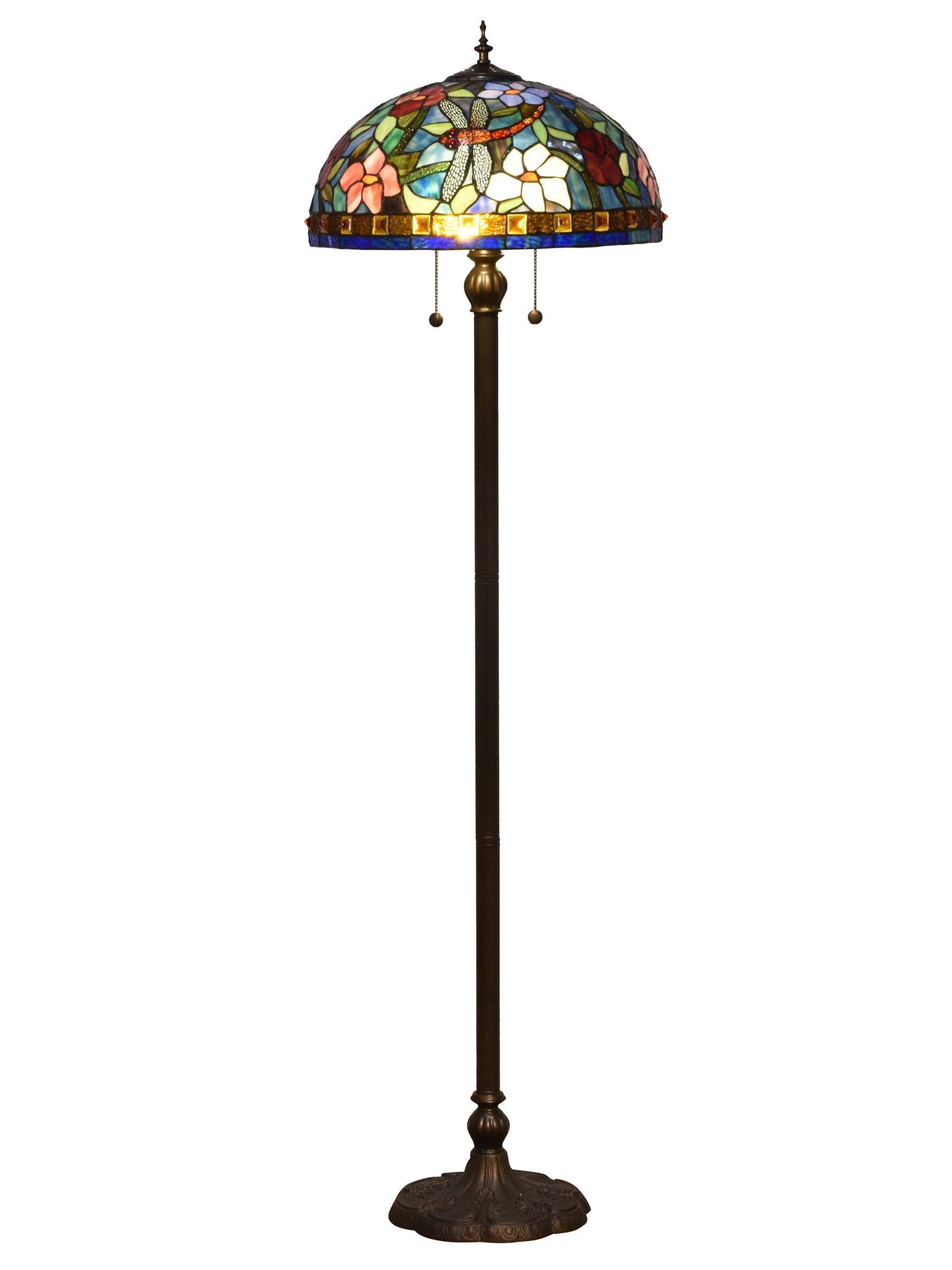 Dale Tiffany Josef Tiffany Floor Lamp - Stained Glass Josef Tiffany Floor Lamp Turned On
