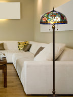 Dale Tiffany Josef Tiffany Floor Lamp - Stained Glass Josef Tiffany Floor Lamp Turned On Room Setting
