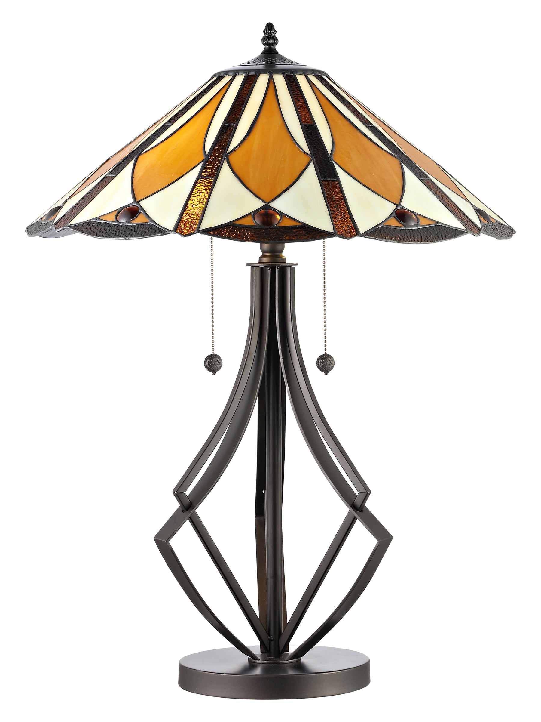 Dale Tiffany Diamond Flare Tiffany Table Lamp - Stained Glass Diamond Flare Tiffany Table Lamp Turned On