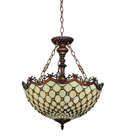 Meyda Tiffany Jeweled Katherine Pendant Lamp - Stained Glass Jeweled Katherine Pendant Lamp Turned Off