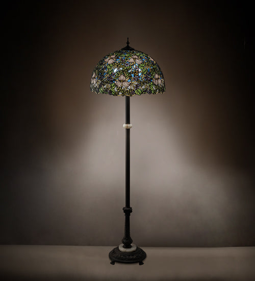 Meyda Tiffany Trillium and Violet Floor Lamp - Stained Glass Trillium and Violet Floor Lamp Room Setting