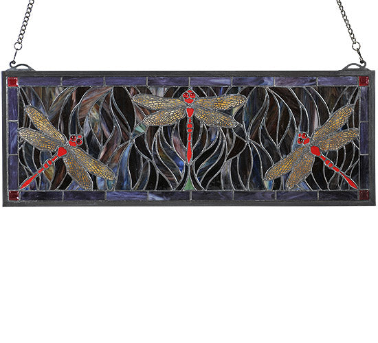 Meyda Tiffany Dragonfly Stained Glass Window - Stained Glass Dragonfly Stained Glass Window Without Lighting