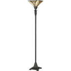 Quoizel Asheville Torchiere Floor Lamp - Stained Glass Asheville Torchiere Floor Lamp Turned Off