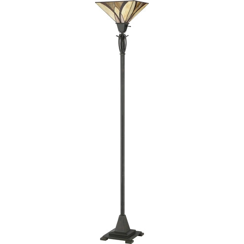 Quoizel Asheville Torchiere Floor Lamp - Stained Glass Asheville Torchiere Floor Lamp Turned Off