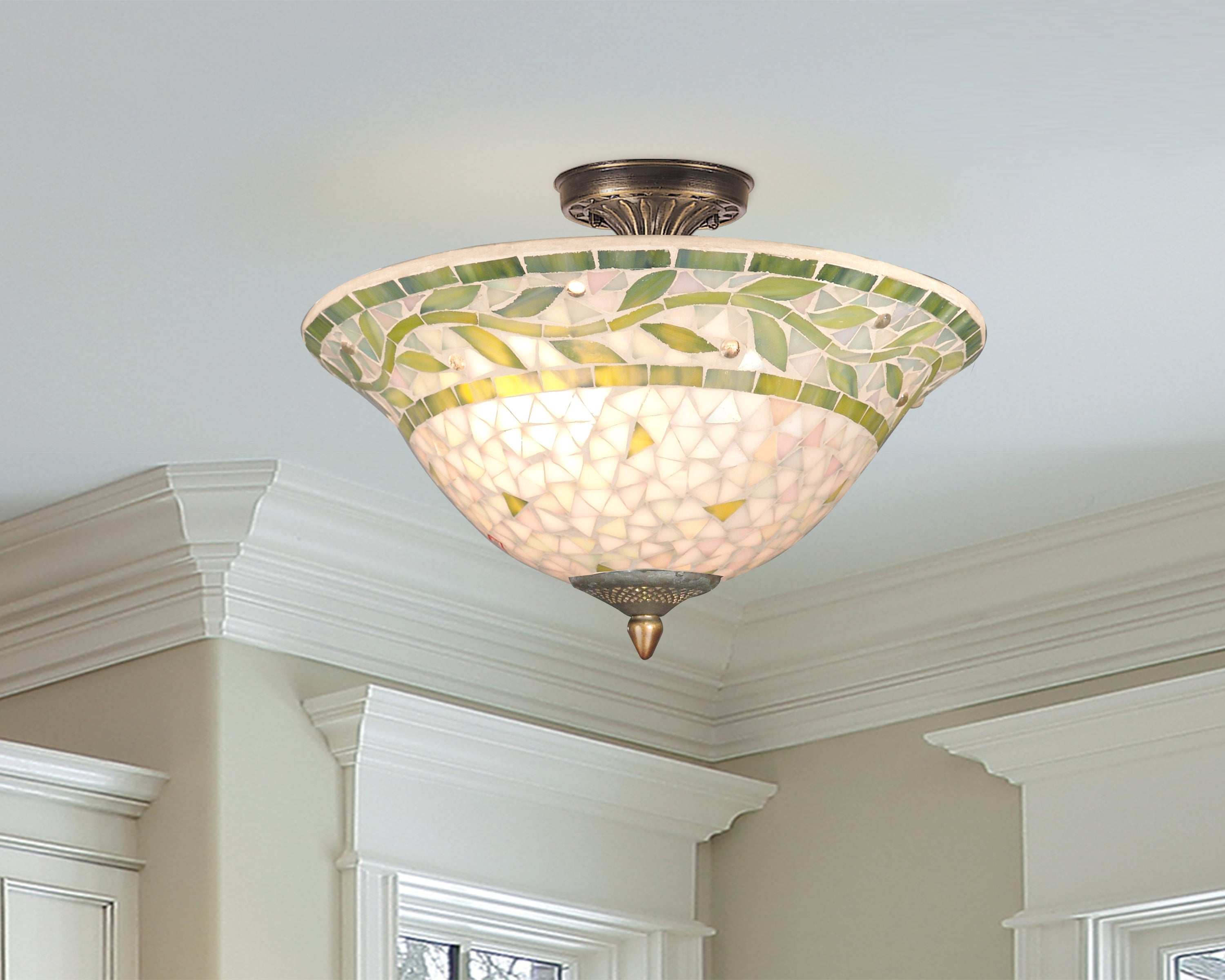 Dale Tiffany Mosaic Green Semi-Flushmount