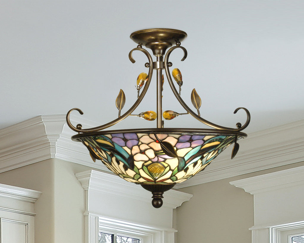 Dale Tiffany Peony Crystal Semi-Flush Mount