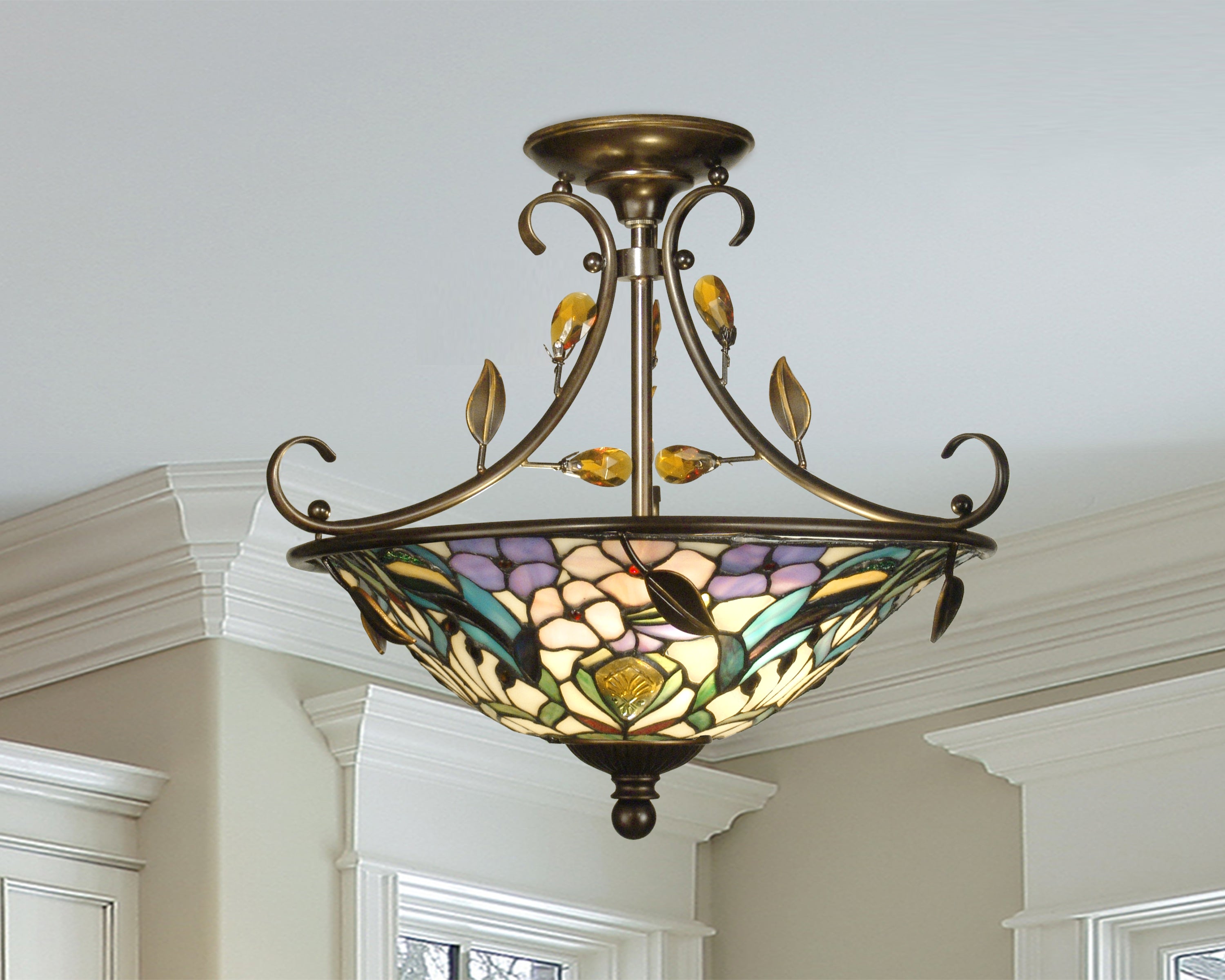 Dale Tiffany Peony Crystal Semi-Flush Mount