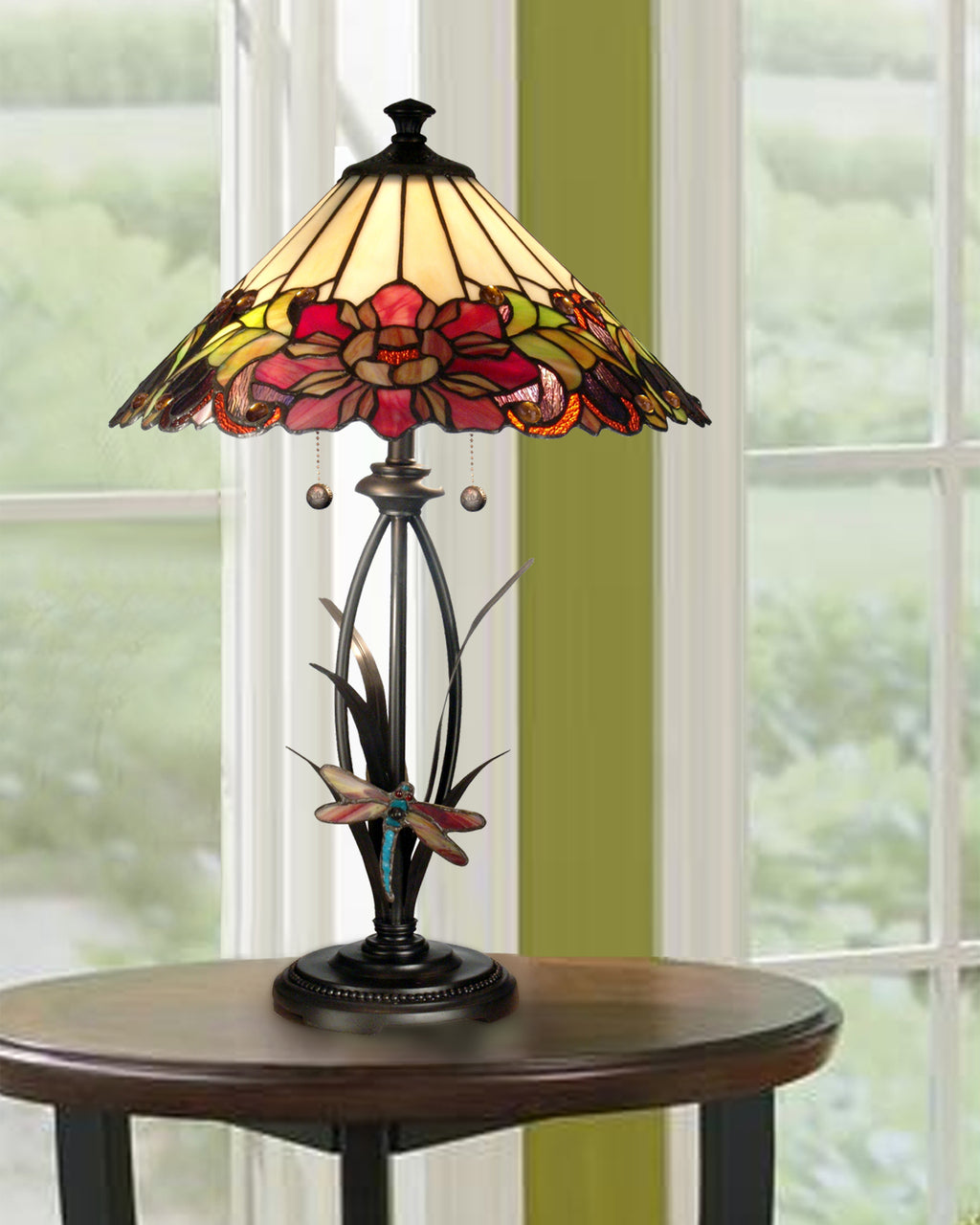 Dale Tiffany Floral with Dragonfly Tiffany Table Lamp