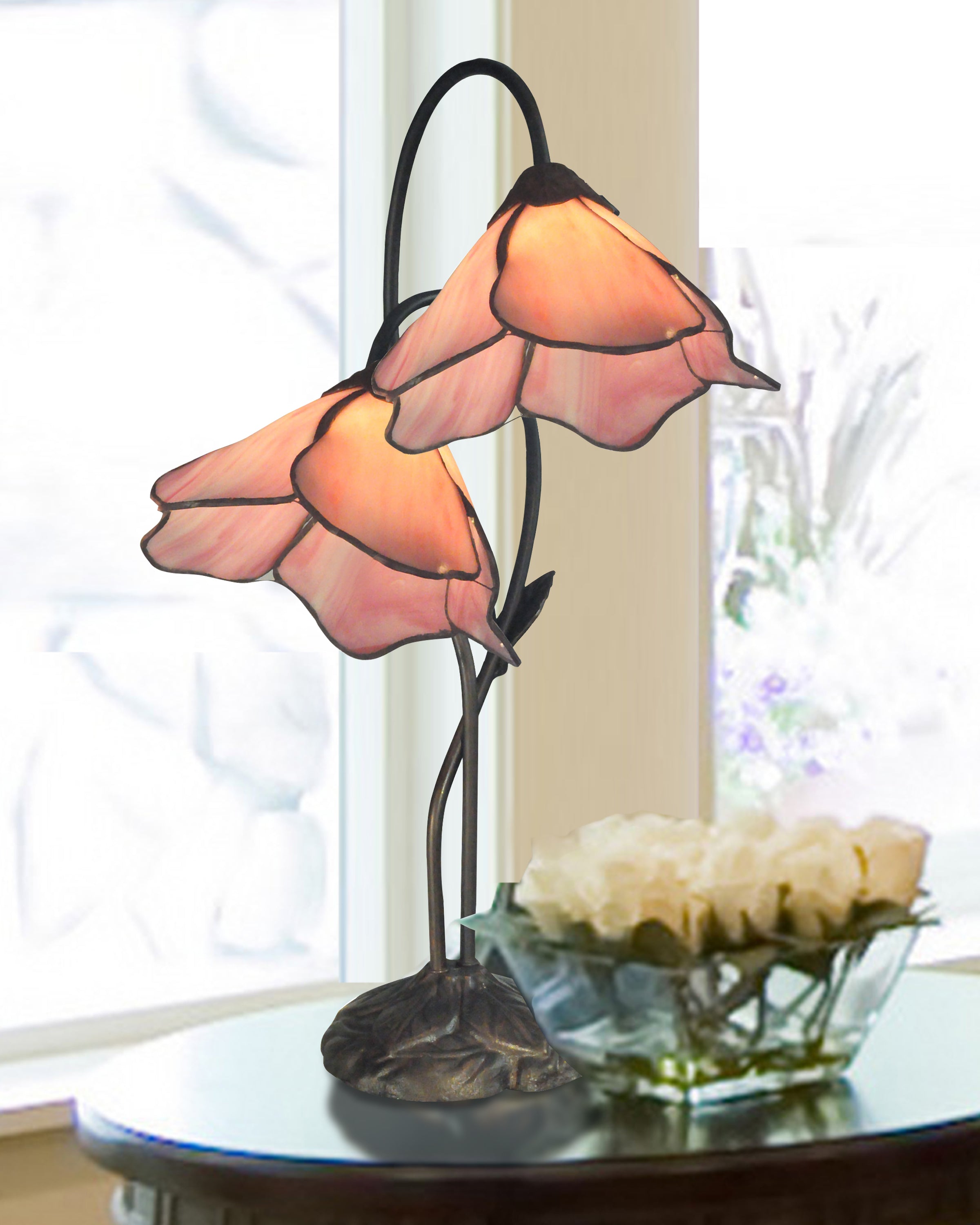 Dale Tiffany Poelking Pink Lilies Table Lamp