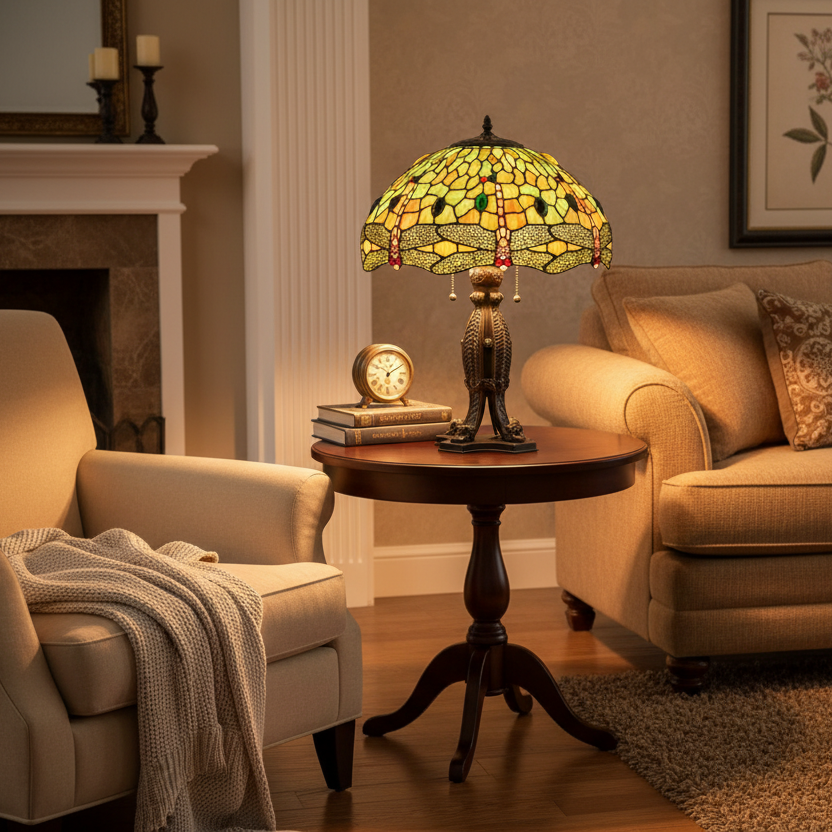 24.5"H Tiffany Hanginghead Dragonfly Table Lamp