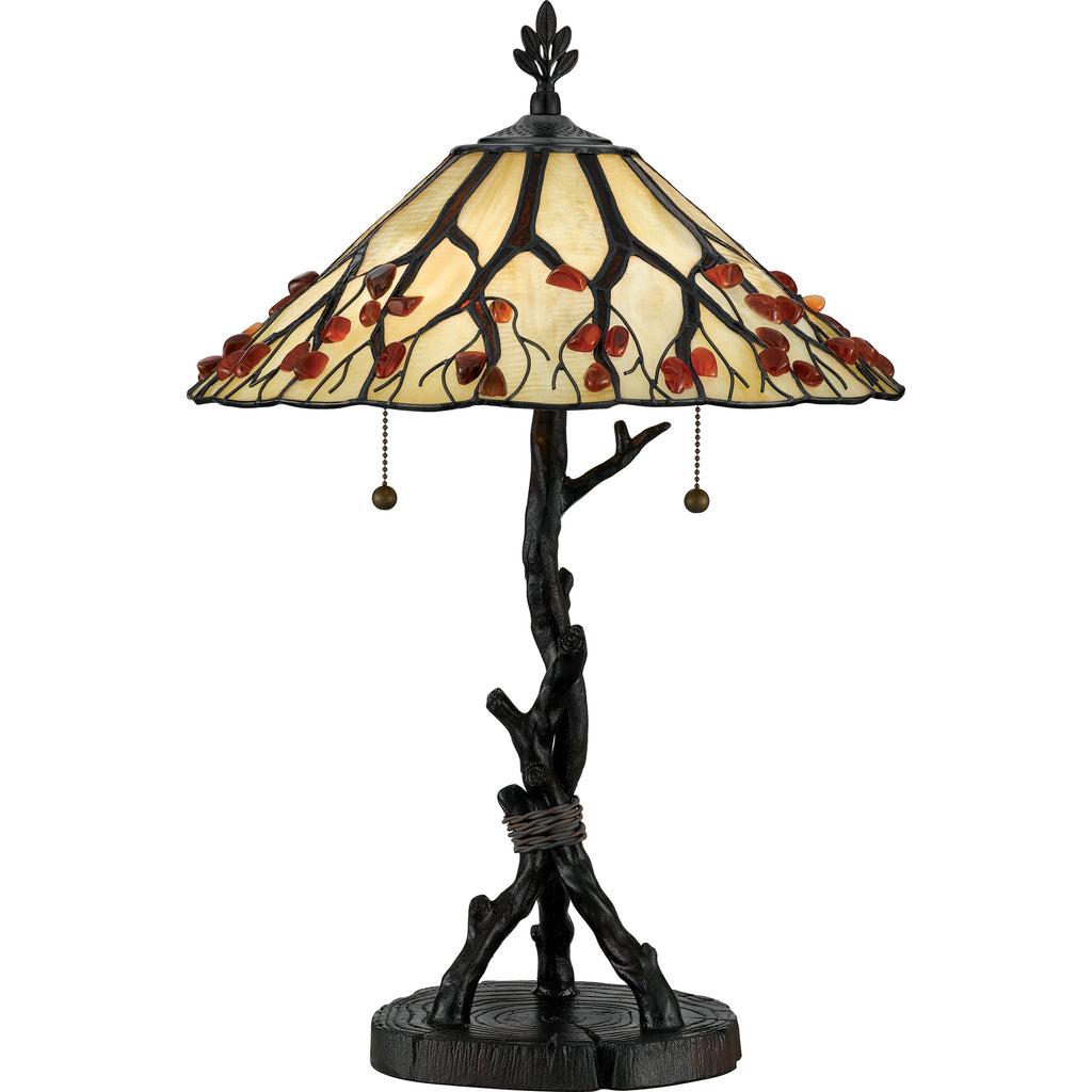 Quoizel Whispering Wood Table Lamp - Stained Glass Whispering Wood Table Lamp