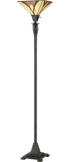 Quoizel Asheville Torchiere Floor Lamp - Stained Glass Asheville Torchiere Floor Lamp Turned on