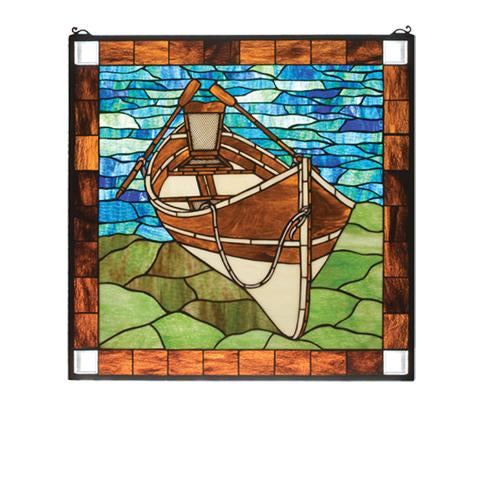 Meyda Tiffany Beached Guideboat Art Glass Window