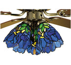 Meyda Tiffany Blue Iris Fanlite Shade - Stained Glass Blue Iris Fanlite Shade