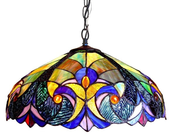 Chloe Blue Iris Victorian Pendant Lamp
