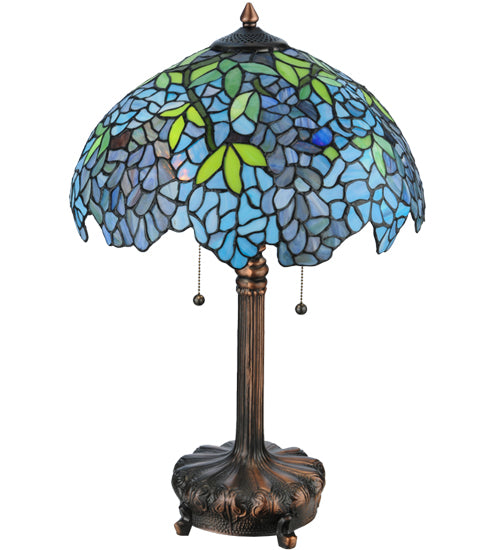 Meyda Tiffany Blue Wisteria Table Lamp - Stained Glass Blue Wisteria Table Lamp