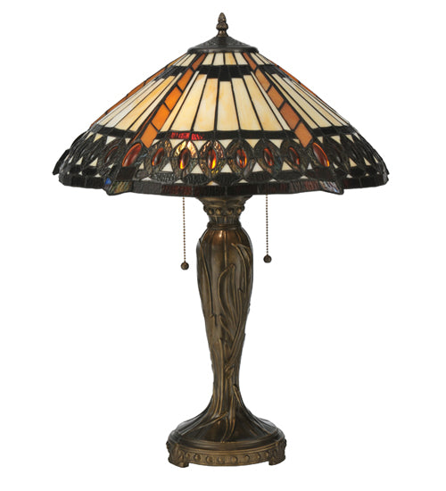Meyda Tiffany Cleopatra Table Lamp - Stained Glass Cleopatra Table Lamp Turned On