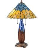 Meyda Tiffany Cristal Azul Table Lamp - Stained Glass Cristal Azul Table Lamp Turned On