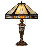 Meyda Tiffany Diamond Mission Table Lamp - Stained Glass Diamond Mission Table Lamp Turned On