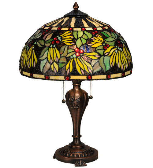 Meyda Tiffany Diente de Leon Table Lamp - Stained Glass Diente de Leon Table Lamp Turned On