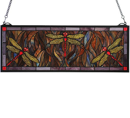 Meyda Tiffany Dragonfly Stained Glass Window - Stained Glass Dragonfly Stained Glass Window With Lighting