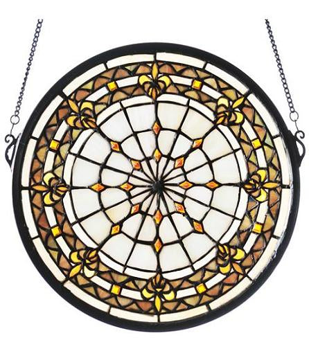 Meyda Tiffany Fleur-de-lis Art Glass Window - Small - Stained Glass Fleur-de-lis Art Glass Window - Small