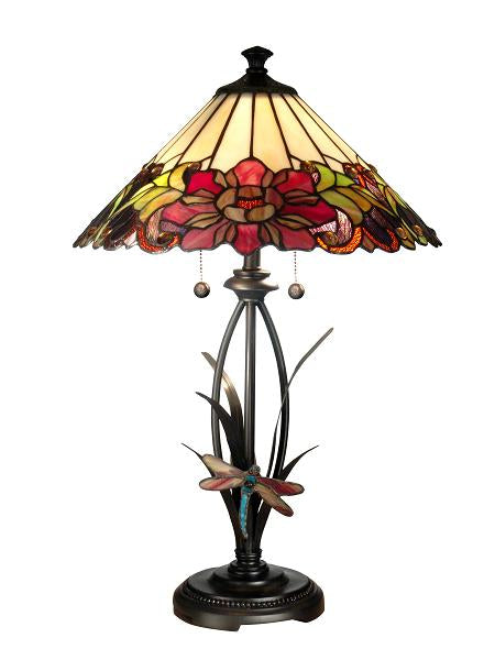 Dale Tiffany Floral with Dragonfly Tiffany Table Lamp