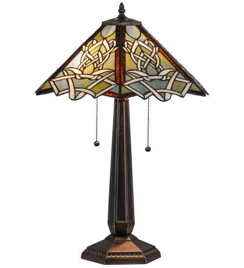Meyda Tiffany Glasgow Table Lamp - Stained Glass Glasgow Table Lamp Turned On