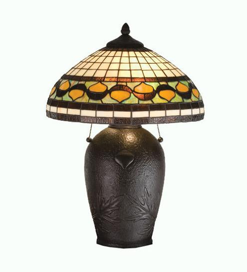Meyda Tiffany Golden Acorn Table Lamp - Stained Glass Golden Acorn Table Lamp Turned On