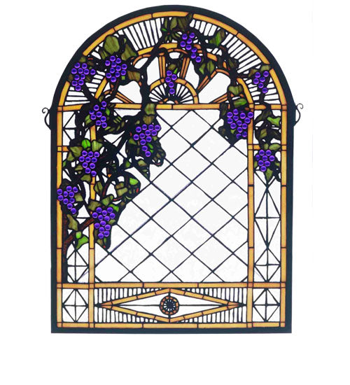 Meyda Tiffany Grape Diamond Trellis Stained Glass Window