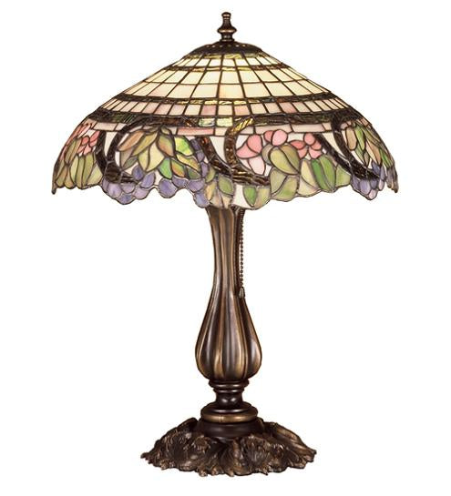 Meyda Tiffany Handel Grapevine 19" Table Lamp - Stained Glass Handel Grapevine 19" Table Lamp Turned On