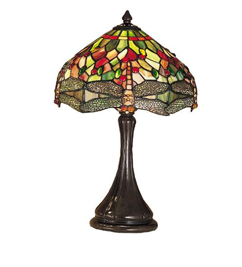 Meyda Tiffany Hanging Head Dragonfly 18" Accent Lamp - Stained Glass Hanging Head Dragonfly 18" Accent Lamp Turned On