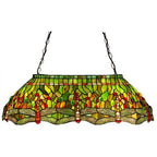 Meyda Tiffany Hanging Head Dragonfly 32" Billiards Lamp - Stained Glass Hanging Head Dragonfly 32" Billiards Lamp Turned On
