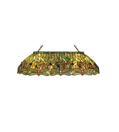 Meyda Tiffany Hanging Head Dragonfly 40" Billiards Lamp - Stained Glass Hanging Head Dragonfly 40" Billiards Lamp Turned On