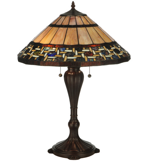 Meyda Tiffany Ilona Table Lamp - Stained Glass Ilona Table Lamp Turned On