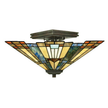Quoizel Inglenook Semi Flush Ceiling Fixture - Stained Glass Inglenook Semi Flush Ceiling Fixture