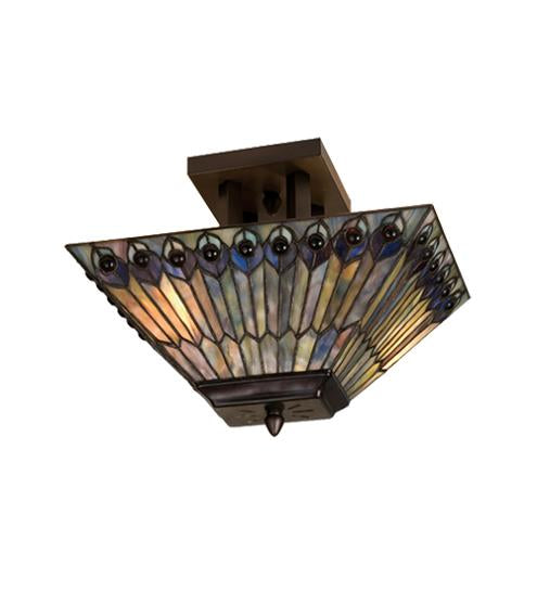 Meyda Tiffany Jeweled Peacock Mission Flush Mount