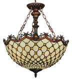 Meyda Tiffany Jeweled Katherine Pendant Lamp - Stained Glass Jeweled Katherine Pendant Lamp Turned On