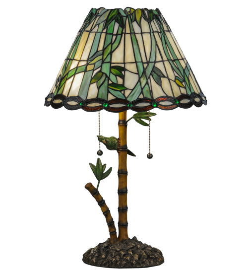 Meyda Tiffany Loro Paraiso Table Lamp - Stained Glass Loro Paraiso Table Lamp Turned On