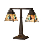 Meyda Tiffany Mackintosh Leaf Table Lamp - Stained Glass Mackintosh Leaf Table Lamp Turned On 