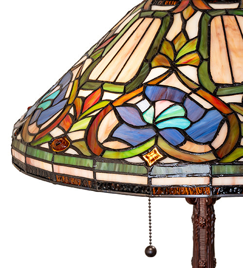 Meyda Tiffany Floral Table Lamp - Stained Glass Floral Table Lamp Shade Closeup