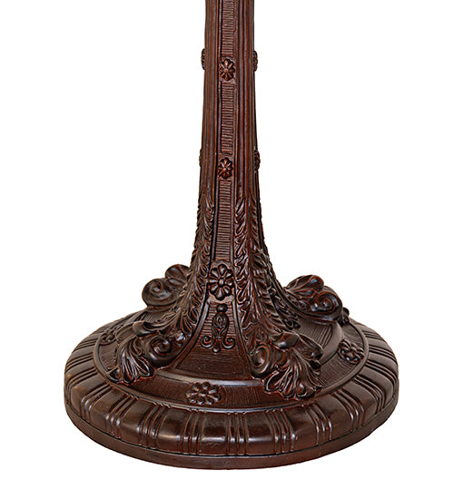 Meyda Tiffany Floral Table Lamp - Stained Glass Floral Table Lamp Base Closeup