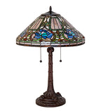 Meyda Tiffany Floral Table Lamp - Stained Glass Floral Table Lamp Turned Off