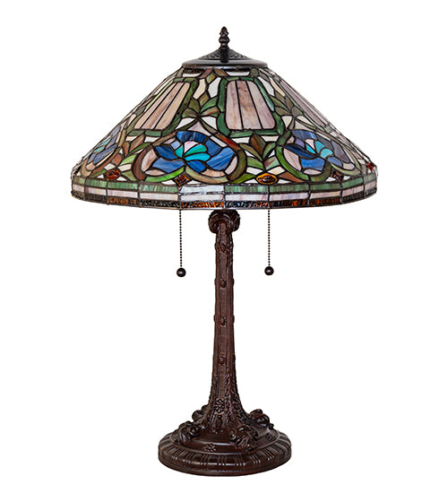 Meyda Tiffany Floral Table Lamp - Stained Glass Floral Table Lamp Turned Off